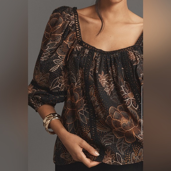 Farm Rio Lace Inset Peasant Blouse - Picture 5 of 9